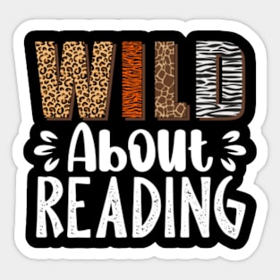 Wild About Reading Books Reader Lover Animals Leopard Sticker